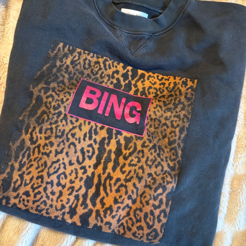 Anine Bing Black and Leopard Sweatshirt